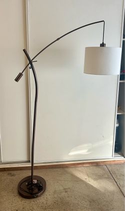 Modern Adjustable Arc Floor Lamp with Drum Shade