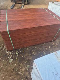 Stained  redwood  fence boards, / pocket