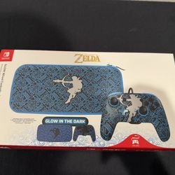 Nintendo Switch PDP REMATCH Zelda GLOW Controller & Travel Case Bundle