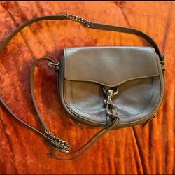 Rebecca Minkoff ‘Megan’ Grey Leather Saddle Crossbody Bag