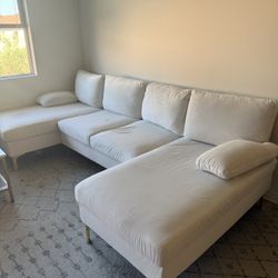 Off White Modern U Sectional Sofa Couch 110” 
