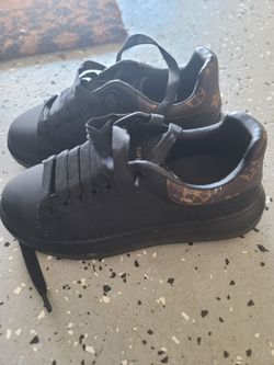 Black Low-Top Sneakers with Monogram Heel Tab