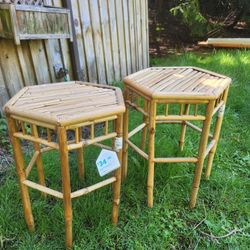 2 Bamboo End Tables 