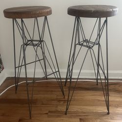 Pair industrial modern bar stools