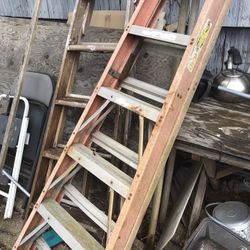 2 ladders  one wood other fiberglass 