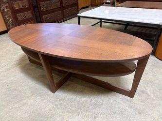 IKEA Vejmon Modern Dark Finished Oval 2 Tier Coffee Table