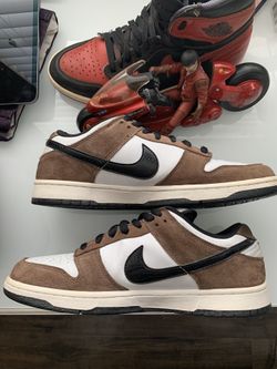nike sb dunk low white black trail end brown