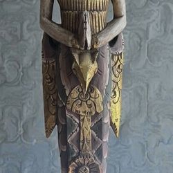 Decorative Hand Carved Balinese Wooden Wall Sculpture of a Hindu Deities  
