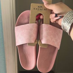 Pink coach slides size 9