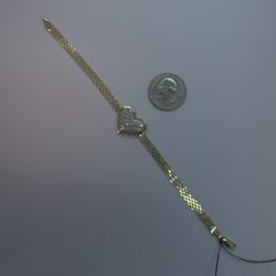 Diamond Heart Bracelet 10K