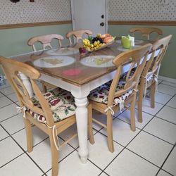 wood dinning table and 6 chairs