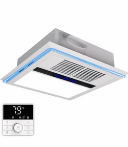 4 In 1 Bathroom Exhaust Fan With Heater And Light, 2800W Heater, 211CFM, 5-Color Mood Lighting, Low Noise, With Wall Control For Bathroom And Toilet