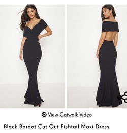 Black Bardot Cut Out FishTail Maxi Dress. Brand Pretty Little Things for Sale in Virginia Beach VA OfferUp