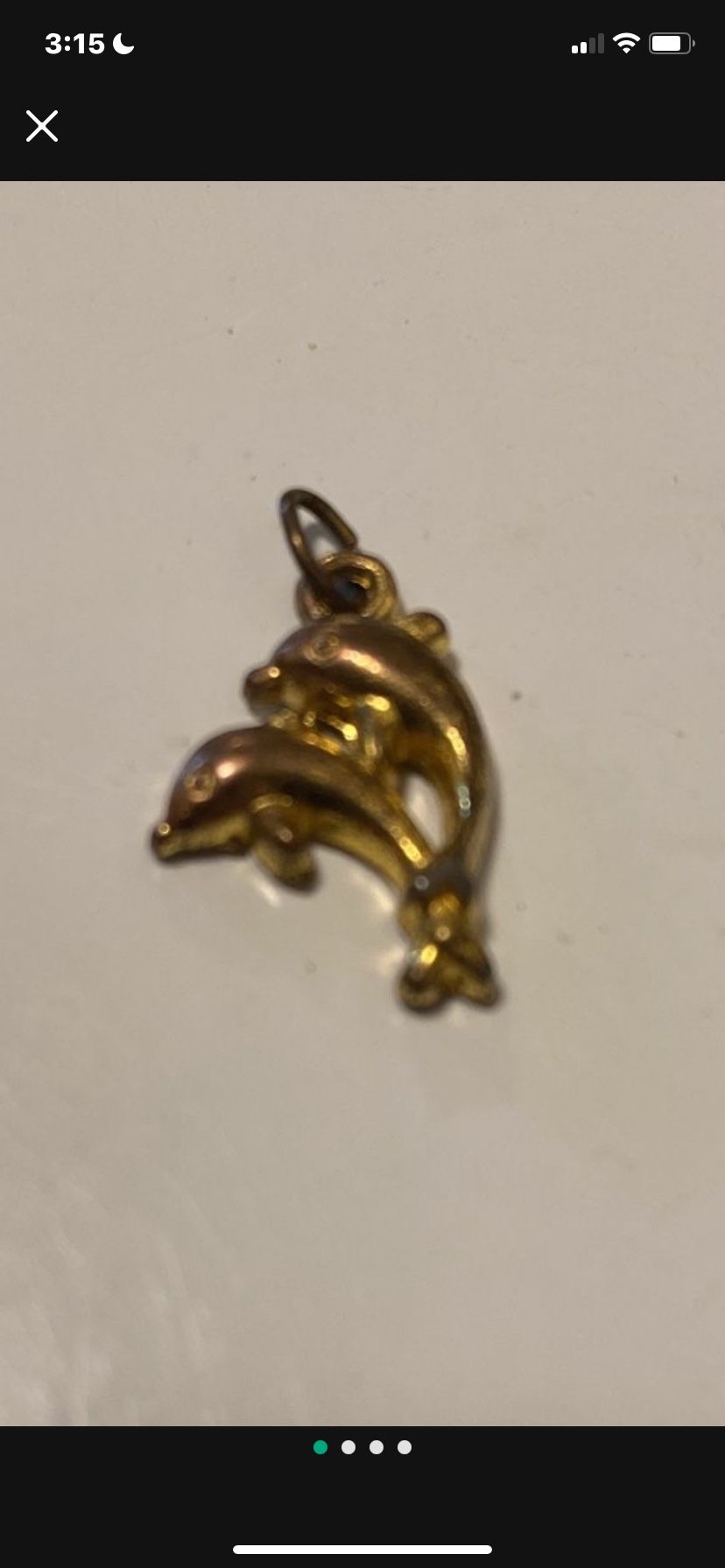 Gold Tone Costume Dolphin Pendant Charm