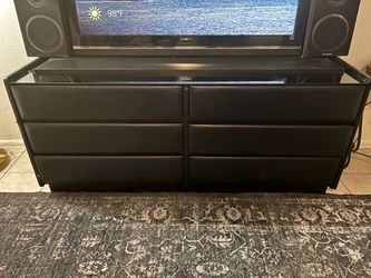 Black 6-Drawer Double Dresser/x2 Nightstands