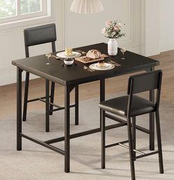 Dining Table Set for 2 w/Footrest & Backrest