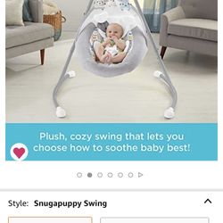 Fisher-Price Sweet Snugapuppy Swing, Dual Motion Baby Swing with Music, Sounds and Motorized Mobile