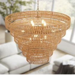 Rattan Chandelier Light Fixture