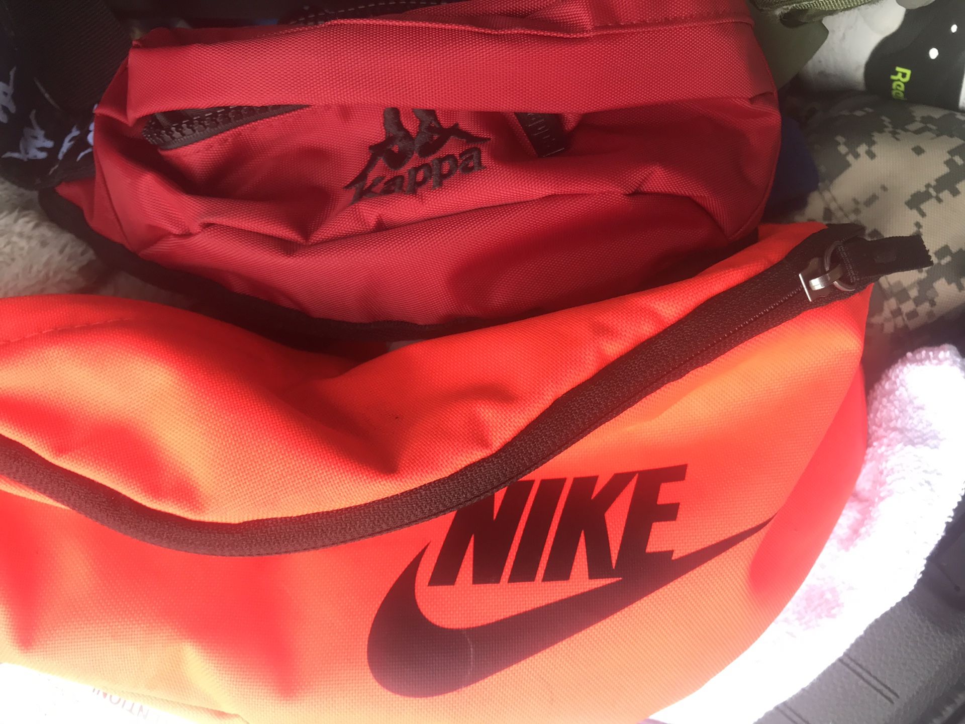 Nike and kappa fanny packs