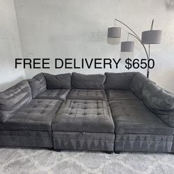 FREE DELIVERY - Grey 6pc Thomasville Modular Sofa.
