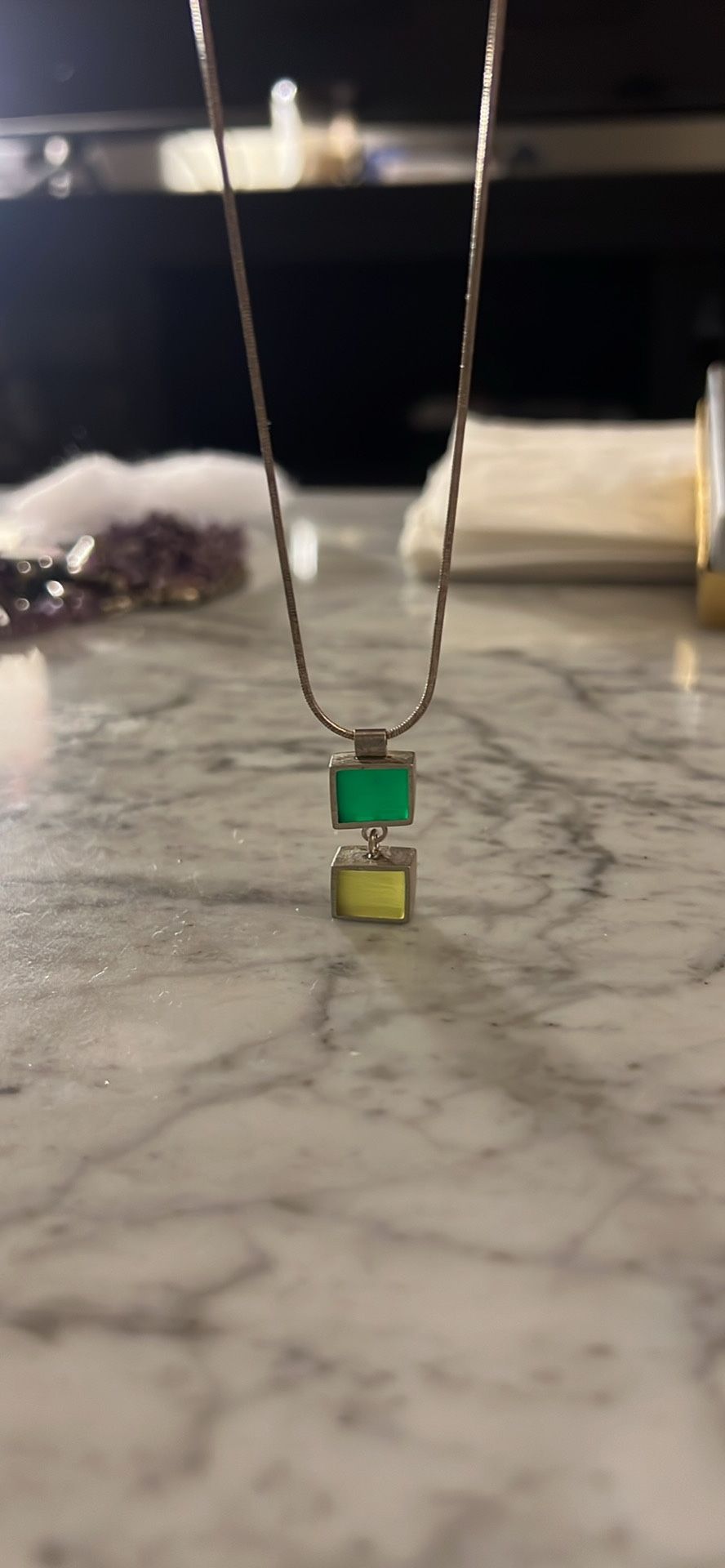 Vintage Japan Geometric Pendant With 925 Chain