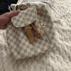 Designer Luxury Backpack – Damier Azur Style (Small Size)