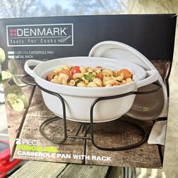 NEW Denmark 2-Piece Porcelain Casserole Dish + Rack