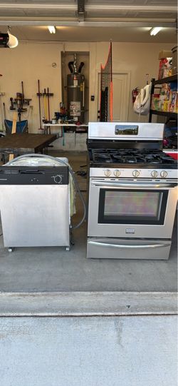 Frigidaire Stainless Steel Gas Range and Dishwasher Set