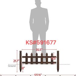 KS #062916 Decorative Garden Fence Edging Landscape Wood Picket Fencing Ornamental Panel Border Edging Patio Flower Garden Bed Pool Fences Outdoor 6 P