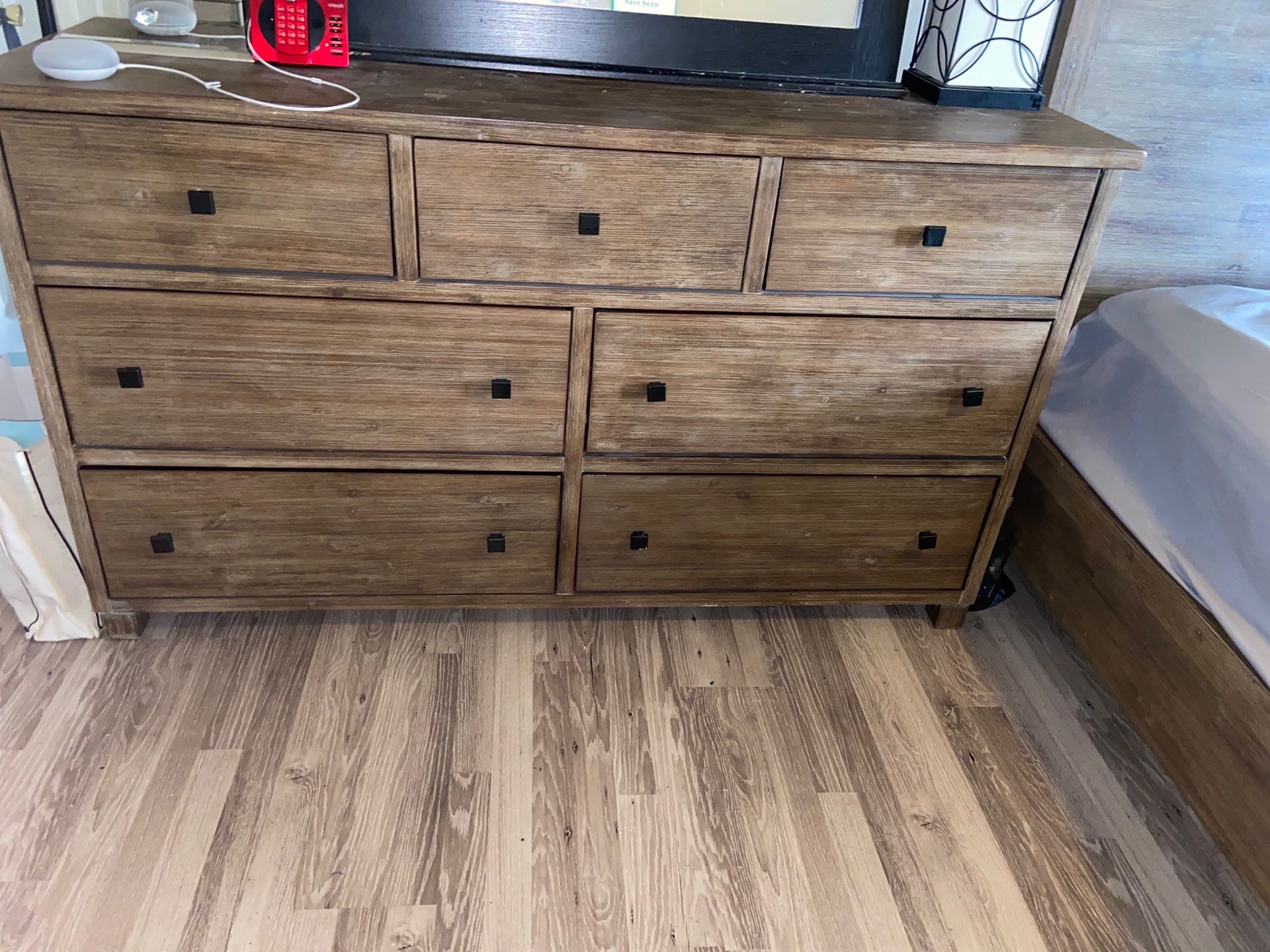 Gray ash oak king bedroom set with mattress