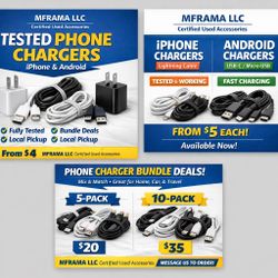 MFRAMA LLC – Certified Used Phone Chargers 🔌  ✔ Tested & working ✔ iPhone & Android ✔ Fast charging ✔ Bundle discounts available  Prices from $4 Bulk
