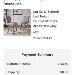 Grey Counter Stool Chair 