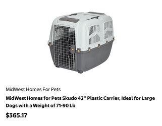 Lightly Used MidWest Skudo 42” Airline-Approved Plastic Dog Travel Crate