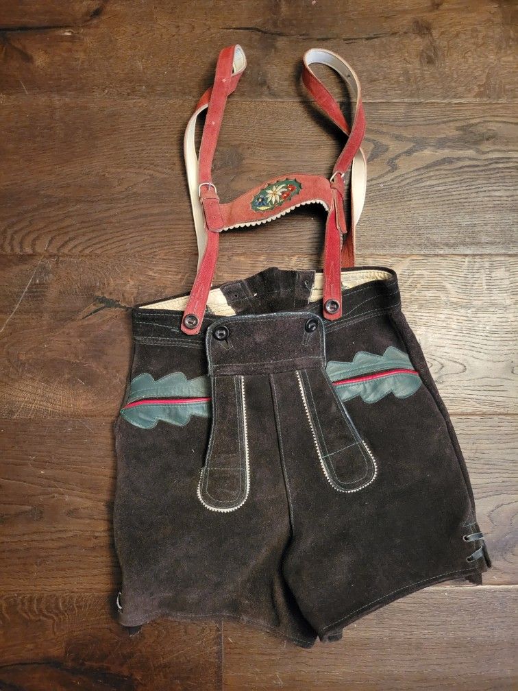 Vintage German Lederhosen Leather Oktoberfest Suede Child Shorts