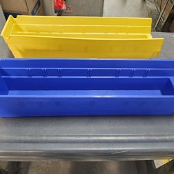 Plastic Shelf Bins 17½×4x4" Blue or Yellow