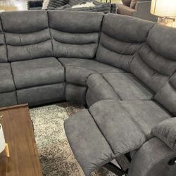 •Partymate Gray Huge Reclining Sectional Sofa /P