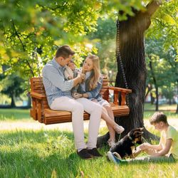 Outdoor Wooden Porch Swing with Chains