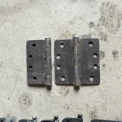 Door Hinges Round Finials  Vintage 4”x2” 