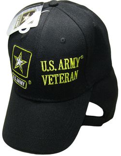 U.S. Army Veteran Emblem Black Embroidered Cap