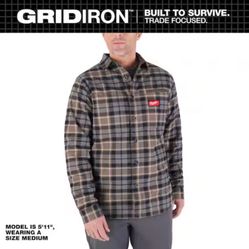 Milwaukee Men's Gray GRIDIRON Flannel Shirt
