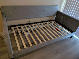 Gray Upholstered daybed with Slats