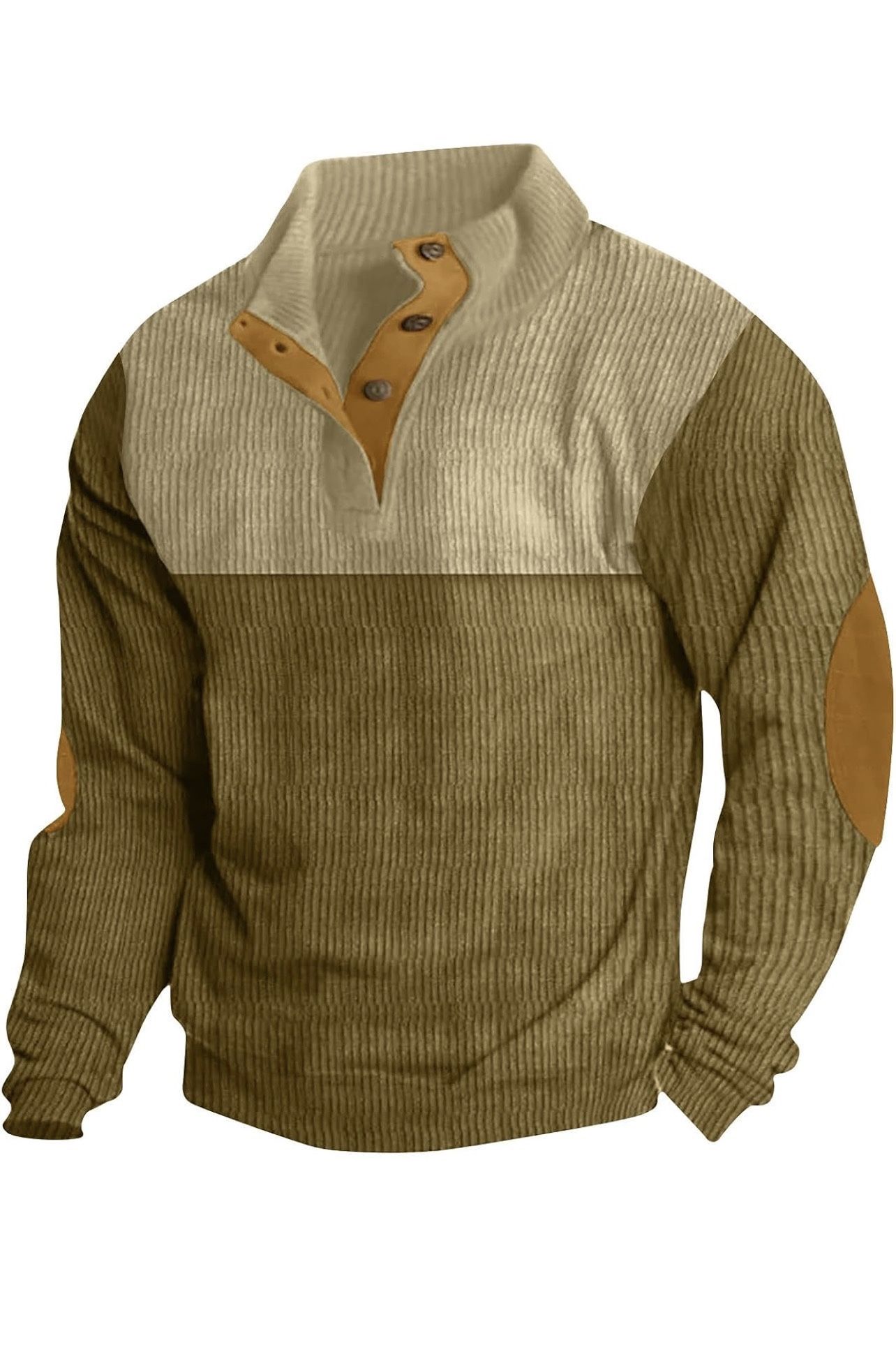 Mens Fall Sweater Corduroy Shirt Lapel Collar Button Up Pullover Long Sleeve