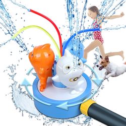 Water Sprinkler for Kids and Toddlers, Backyard Spinning Shark Sprinkler with Wiggle Tubes, Summer Outdoor Water Toys Gifts for 1-10 Years Old Boys Gi