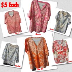 Women's Printed Blouses Size 3XL – Set of 6