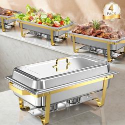 4 Gold 11 qt Chaffing Dishes for Buffet