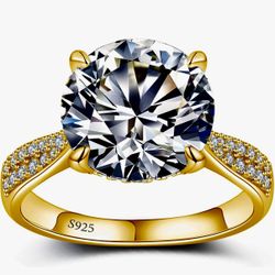1.5 Carat Moissanite Engagement Ring – 925 Sterling Silver, 18K Gold Plated
