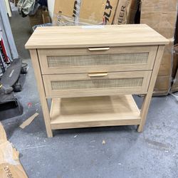 🔥31.5" Wide Rattan Night Sta nd with Charger Station