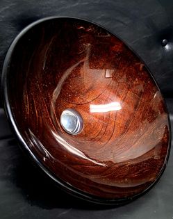 VIGO Russet Red And Brown Tempered Glass Vessel Round Bathroom Sink