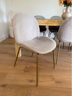 Velvet Accent Chairs Dining Side Chairs with Gold Metal Legs Grey