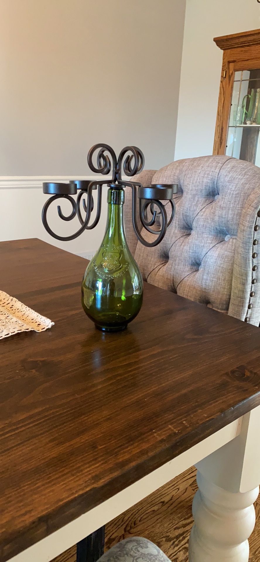 Wine bottle candleabra